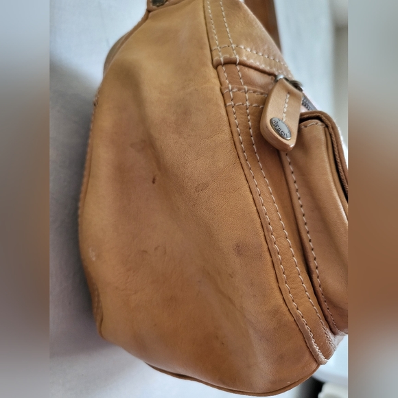 Fossil Light Brown Satchel Shoulder Bag Brass Tone Hardware  11 x 7 - Picture 3 of 16